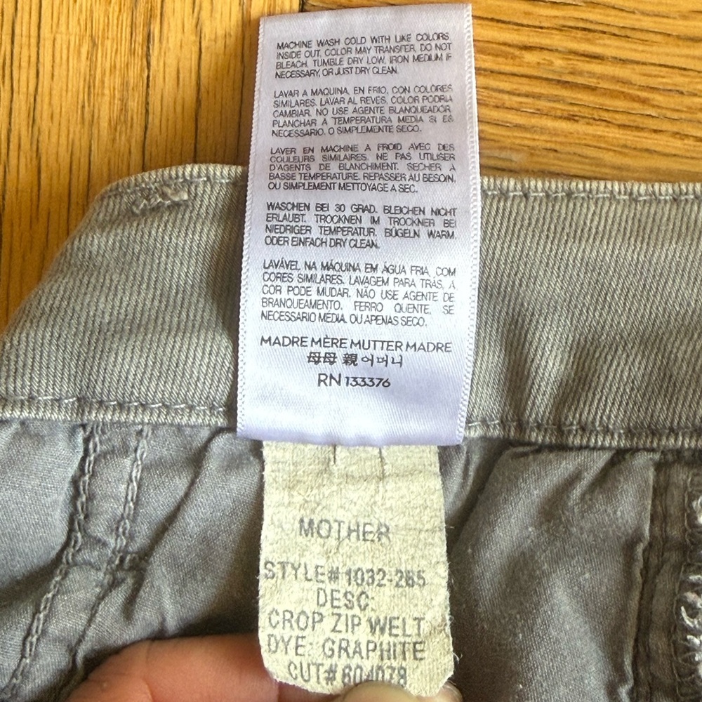 Mother The Crop Zip Muse Jean, Blow Out (Medium Gray) Wash, Sz 25, VGUC - Picture 9 of 16